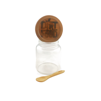 Glass Jar w/ Wooden Lid + Bamboo Spoon