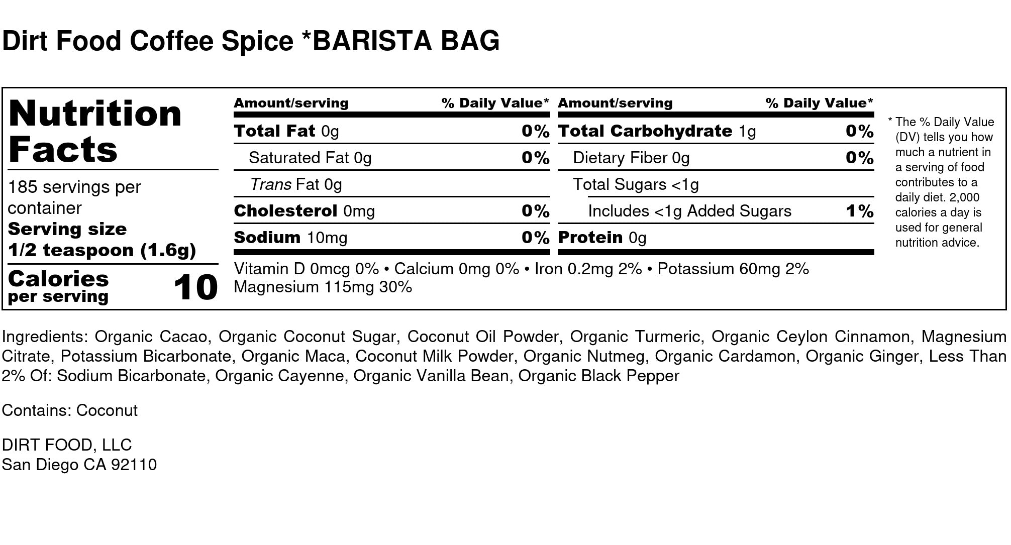 Alkalizing Dirt *Barista Bag* (10.5oz)