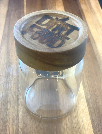Glass Jar w/ Wooden Lid + Bamboo Spoon