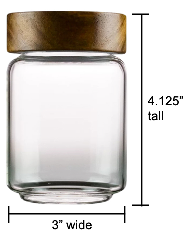 Glass Jar w/ Wooden Lid + Bamboo Spoon
