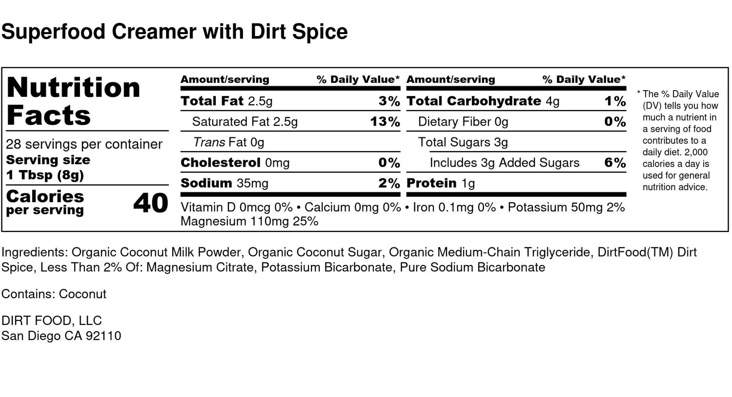 Superfood Alkaline Creamer with Dirt Spice (8oz)